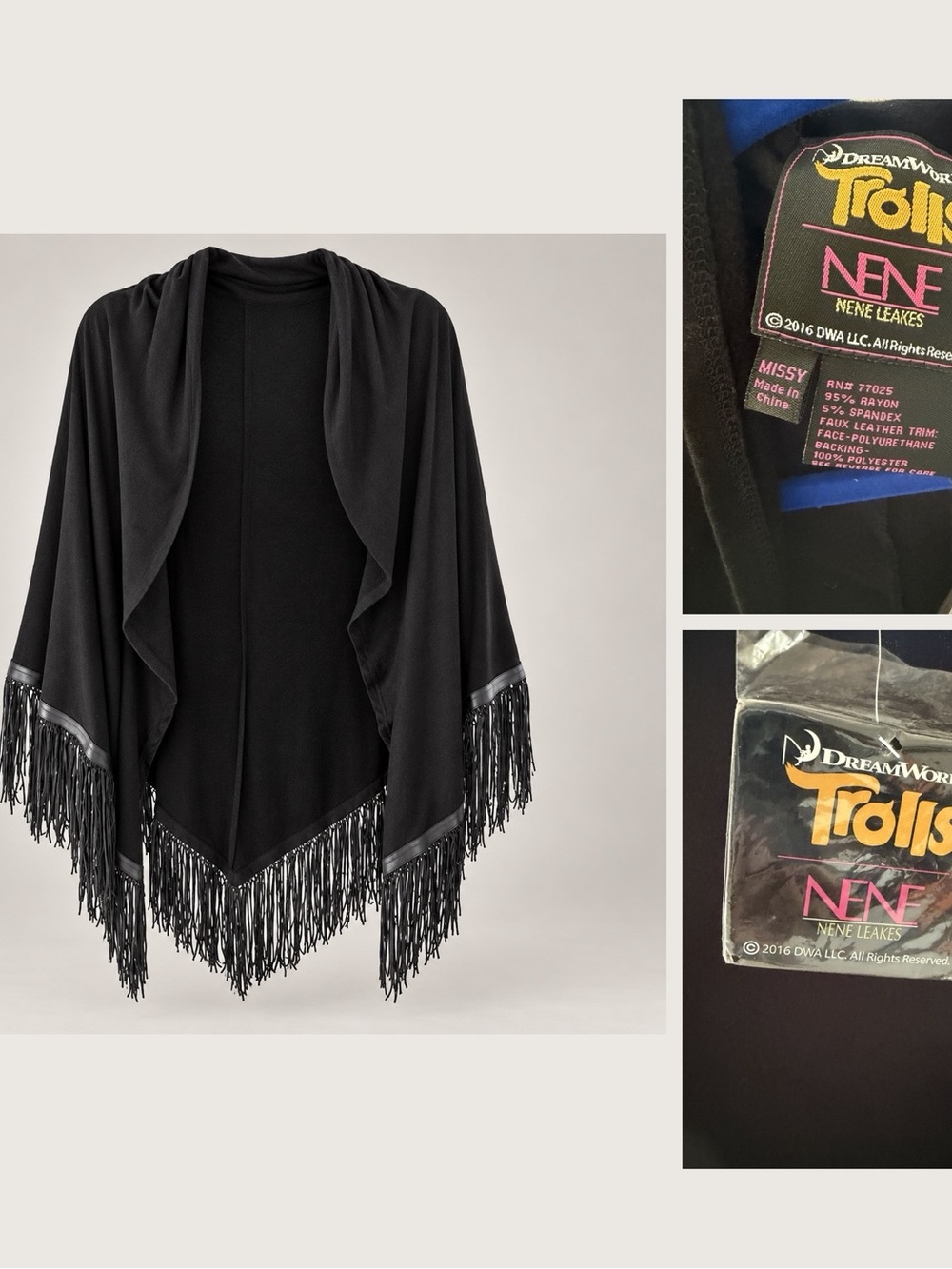 Black Fringe Draped Cape